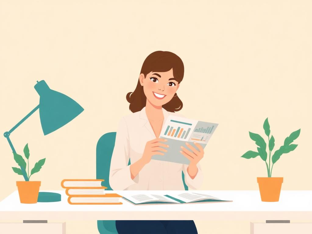 Bookkeeper reviewing monthly financial reports